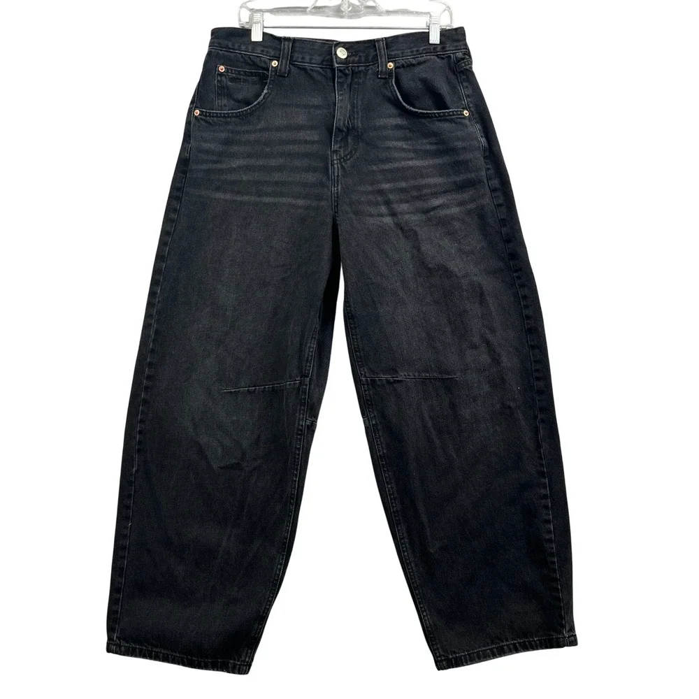 BDG Urban Outfitters Barrel Jeans Womens 31W Black High Rise Tapered Denim Pants